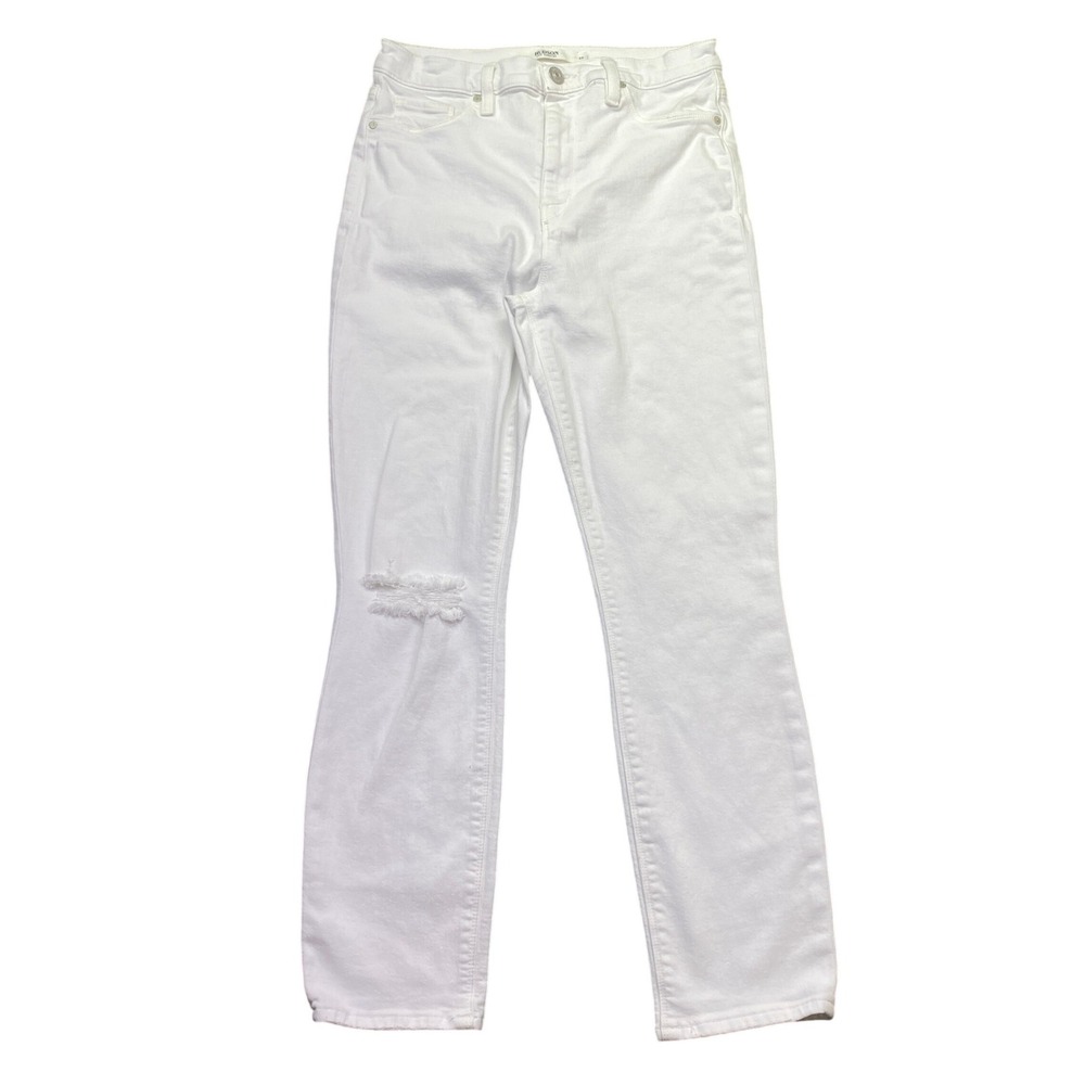 Hudson Los Angeles Holly Skinny High Rise Distressed White Jeans Size 28